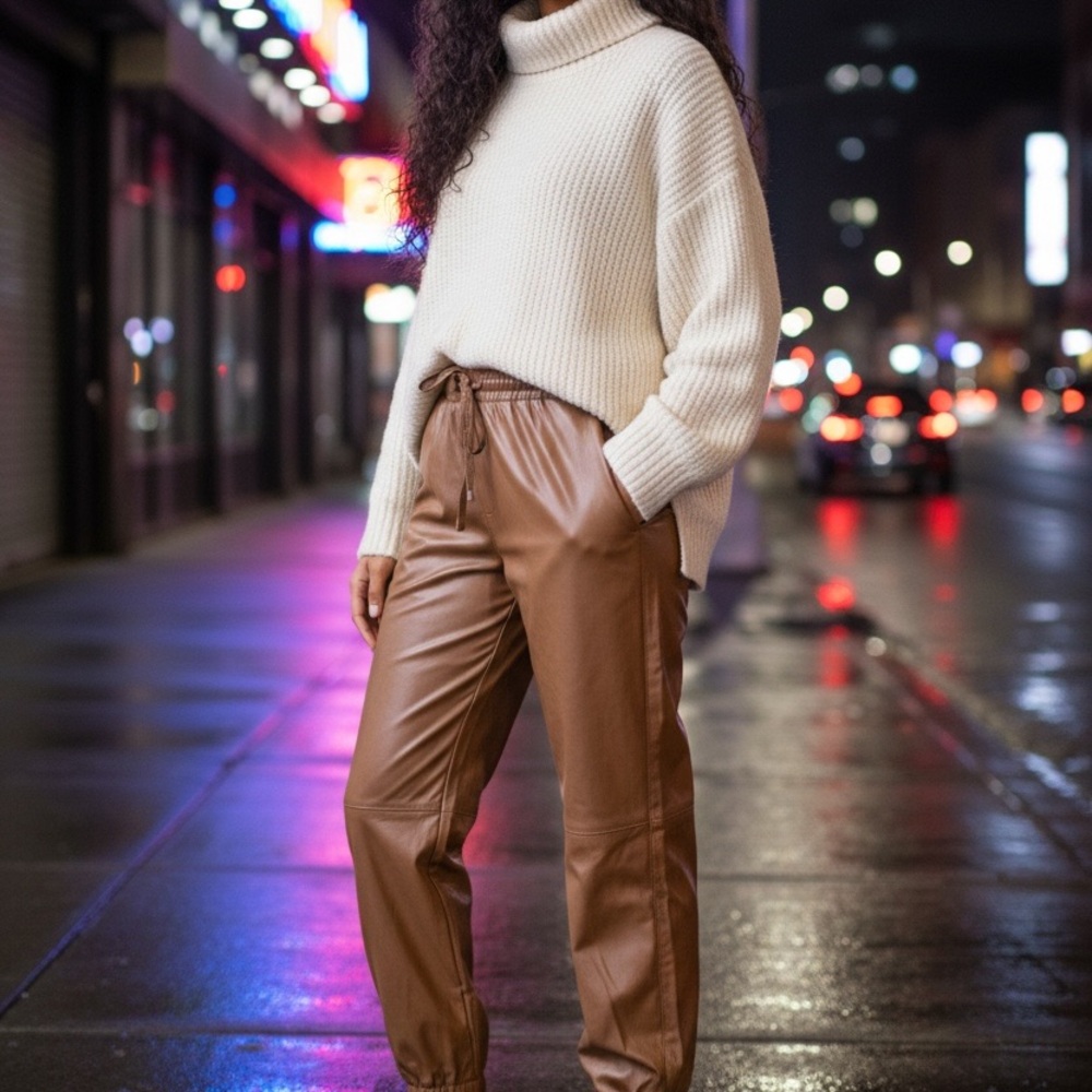 Cute Vegan Leather Women's Jogger